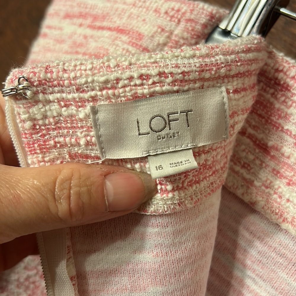 LOFT outlet Pink and White Skirt Stretchy sz 16* - Picture 5 of 6